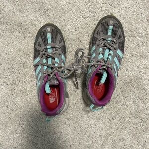 The North Face Women's Gray and Teal Hiking Shoes